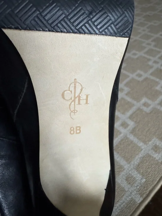 Cole Haan Leather Ankle Booties Black Almond Toe Heels Classic Office Size 8 - Picture 7 of 10